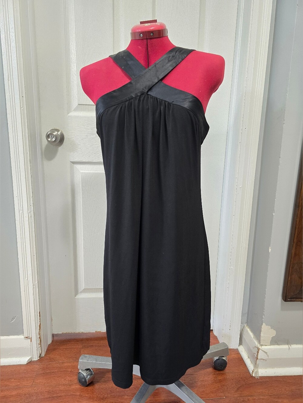 Calvin Klein Black Halter Style Cross Front Shift Dress Size 10